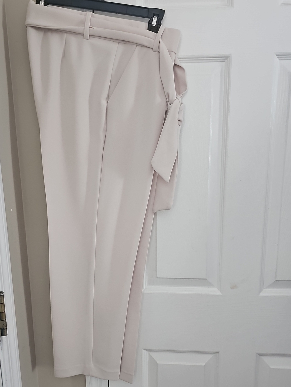 Rachel Zoe Light Cream Stretch Tie-Waist Trousers
